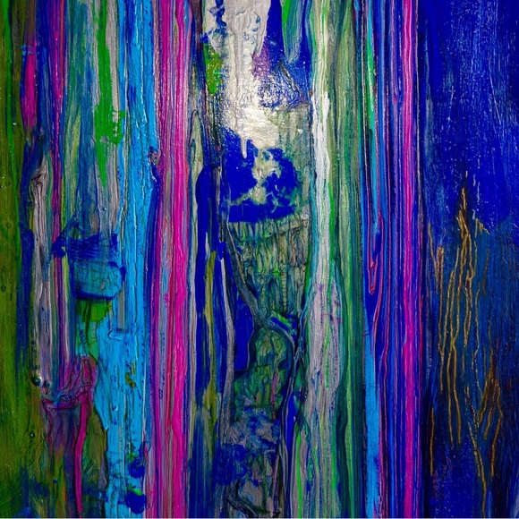The other side, large, abstract sparkly, colorful, wall art, original painting - Picture 4 of 4